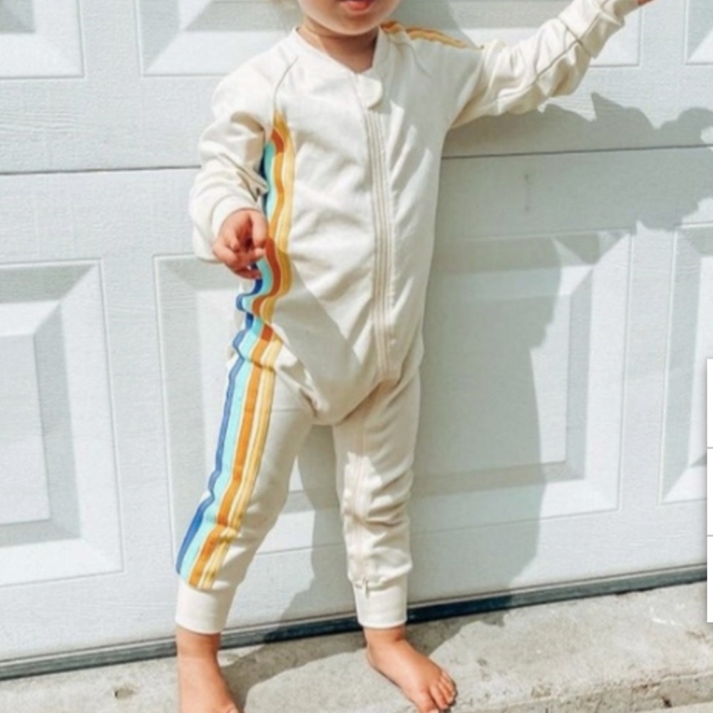 Little Rad Things Cream Side Stripe Sleeper